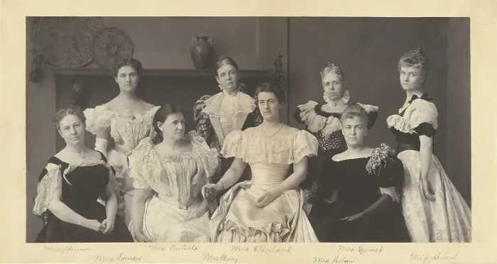 Framed Print : Mrs. Grover Cleveland and the Wives of Members of President Grover Cleveland's Cabinet, 1897. Creator: Frances Benjamin Johnston Framed Print : Mrs. Grover Cleveland and the Wives of Members of President Grover Cleveland's Cabinet, 1897. Creator: Frances Benjamin Johnston