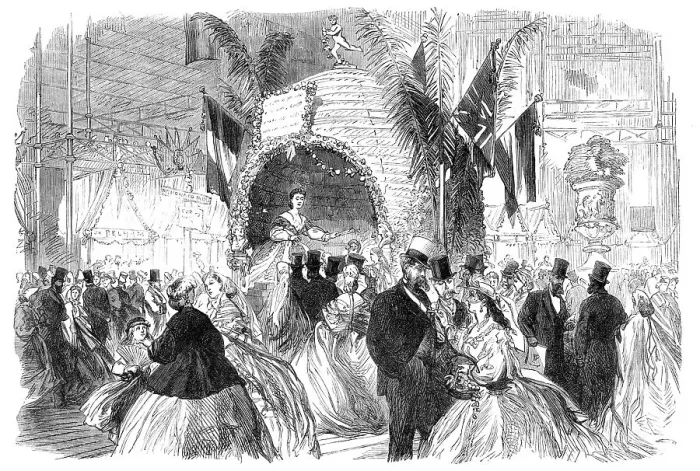 Framed Print : Mrs. Howard Paul's Beehive, at the Royal Dramatic College Festival, in the Crystal Palace, 1865. Creator: Unknown Framed Print : Mrs. Howard Paul's Beehive, at the Royal Dramatic College Festival, in the Crystal Palace, 1865. Creator: Unknown