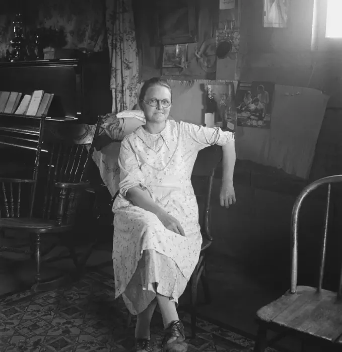 Framed Print : Mrs. Hull in one-room dugout basement home, Dead Ox Flat, Malheur County, Oregon, 1939. Creator: Dorothea Lange Framed Print : Mrs. Hull in one-room dugout basement home, Dead Ox Flat, Malheur County, Oregon, 1939. Creator: Dorothea Lange