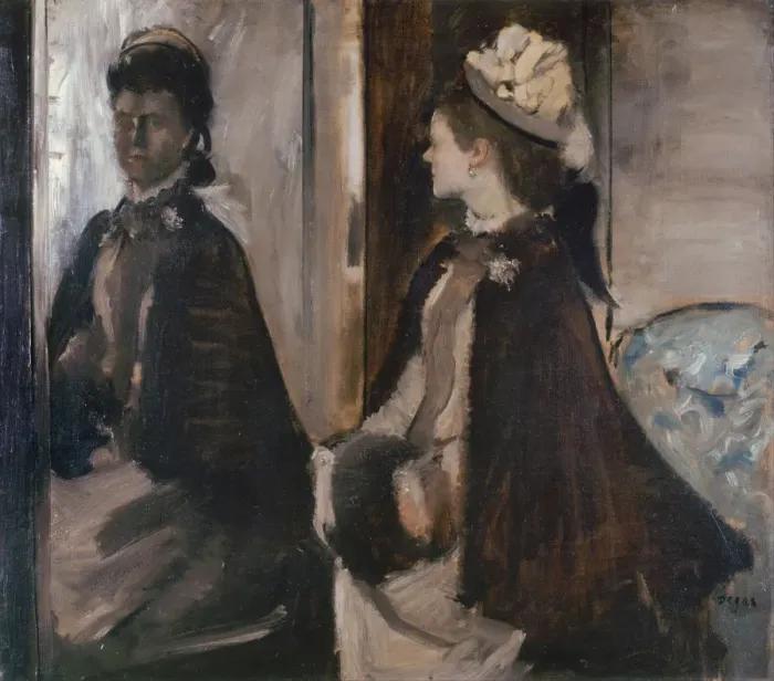Framed Print : Mrs Jeantaud in the Mirror, c. 1875. Artist: Degas, Edgar (1834-1917) Framed Print : Mrs Jeantaud in the Mirror, c. 1875. Artist: Degas, Edgar (1834-1917)