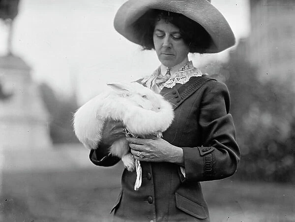 Mrs. J.R. Band with Pet Rabbit, 1911. Creator: Harris & Ewing. Mrs. J.R. Band with Pet Rabbit, 1911. Creator: Harris & Ewing