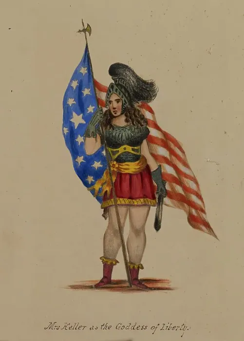 Framed Print : Mrs. Keller as the Goddess of Liberty, 1855-1859. Creator: Alfred Jacob Miller Framed Print : Mrs. Keller as the Goddess of Liberty, 1855-1859. Creator: Alfred Jacob Miller