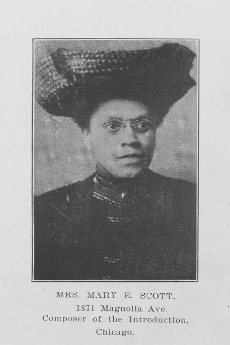 Framed Print : Mrs. Mary E. Scott; Composer of the introduction, Chicago, 1907. Creator: Unknown Framed Print : Mrs. Mary E. Scott; Composer of the introduction, Chicago, 1907. Creator: Unknown