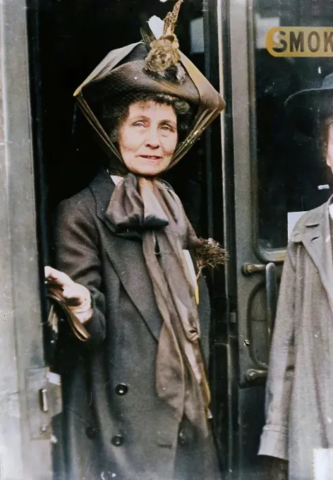 Framed Print : Mrs. Pankhurst in doorway, 1913. Creator: Bain News Service Framed Print : Mrs. Pankhurst in doorway, 1913. Creator: Bain News Service