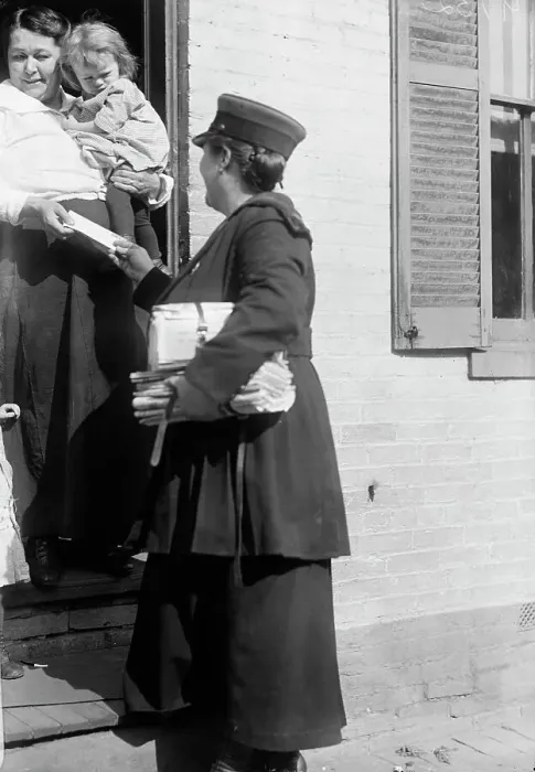 Framed Print : Mrs. Parmlee Campbell, Woman Mail Carrier - Delivering Mail... 1917 Creator: Harris & Ewing. Mrs. Parmlee Campbell, Woman Mail Carrier - Delivering Mail... 1917 Creator: Harris & Ewing Framed Print : Mrs. Parmlee Campbell, Woman Mail Carrier - Delivering Mail... 1917 Creator: Harris & Ewing. Mrs. Parmlee Campbell, Woman Mail Carrier - Delivering Mail... 1917 Creator: Harris & Ewing