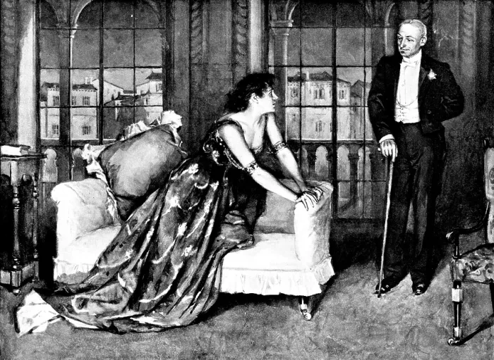 Framed Print : Mrs. Patrick Campbell and Mr. Hare in 'The Notorious Mrs. Ebbsmith, ' at the Garrick Theatre, 1895. Creator: George Meisenbach Framed Print : Mrs. Patrick Campbell and Mr. Hare in 'The Notorious Mrs. Ebbsmith, ' at the Garrick Theatre, 1895. Creator: George Meisenbach
