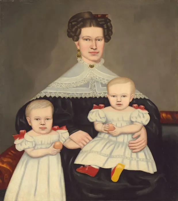 Framed Print : Mrs. Paul Smith Palmer and Her Twins, 1835 / 1838. Creator: Erastus Salisbury Field Framed Print : Mrs. Paul Smith Palmer and Her Twins, 1835 / 1838. Creator: Erastus Salisbury Field