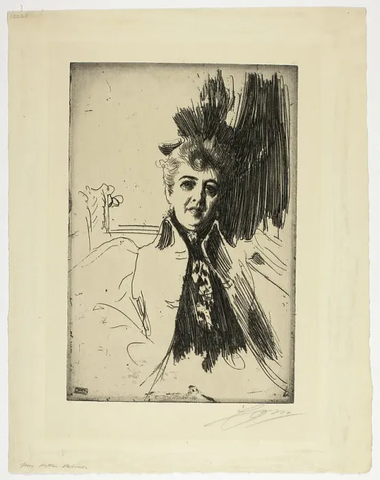 Framed Print : Mrs. Potter Palmer, 1896. Creator: Anders Leonard Zorn Framed Print : Mrs. Potter Palmer, 1896. Creator: Anders Leonard Zorn