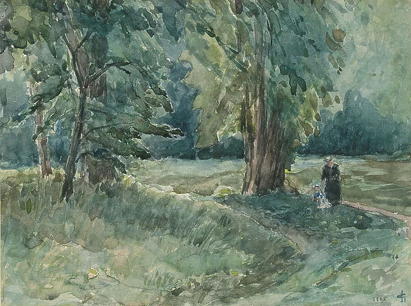 Mrs. Storm vans Gravesande née Clifford with her daughter in Bieberich's park, 1895. Creator: Carel Nicolaas Storm