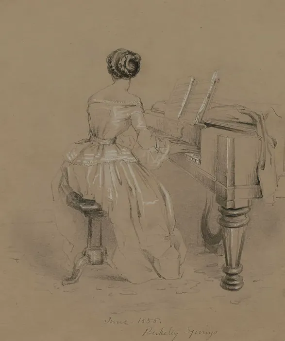 Framed Print : Mrs. Strother at the Piano, 1855. Creator: David Hunter Strother Framed Print : Mrs. Strother at the Piano, 1855. Creator: David Hunter Strother