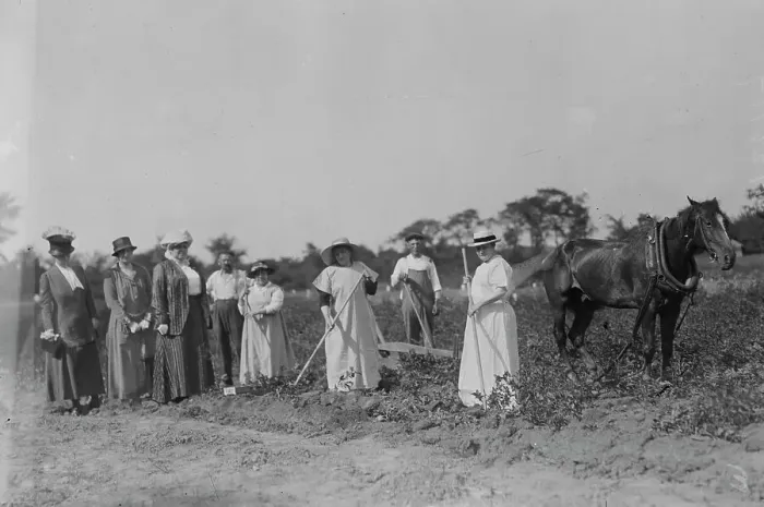 Framed Print : Mrs. T.B. Wells, Mrs. D.A. Palmer & Mary G. Hay -- suffrage farm, 1917. Creator: Bain News Service Framed Print : Mrs. T.B. Wells, Mrs. D.A. Palmer & Mary G. Hay -- suffrage farm, 1917. Creator: Bain News Service