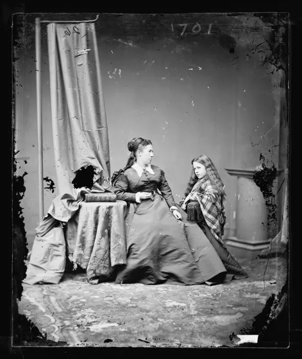 Framed Print : Mrs. U. S. Grant and daughter?, between 1860 and 1875. Creator: Unknown Framed Print : Mrs. U. S. Grant and daughter?, between 1860 and 1875. Creator: Unknown