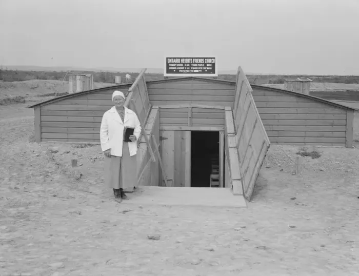 Framed Print : Mrs. Wardlow, Friends church (Quaker), Dead Ox Flat, Oregon, 1939. Creator: Dorothea Lange Framed Print : Mrs. Wardlow, Friends church (Quaker), Dead Ox Flat, Oregon, 1939. Creator: Dorothea Lange