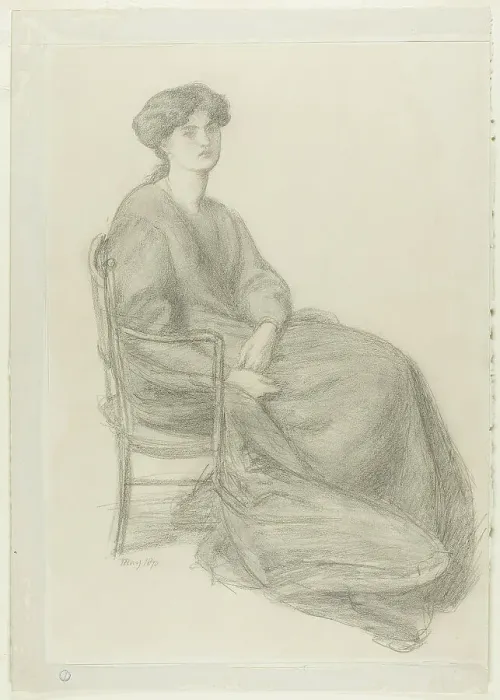 Framed Print : Mrs. William Morris Seated in Chair, May 1870. Creator: Dante Gabriel Rossetti Framed Print : Mrs. William Morris Seated in Chair, May 1870. Creator: Dante Gabriel Rossetti