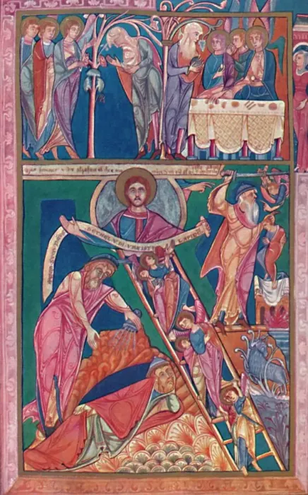 Framed Print : MS. Illumination Showing the Vision of Jacob, 12th century, (1902) Framed Print : MS. Illumination Showing the Vision of Jacob, 12th century, (1902)