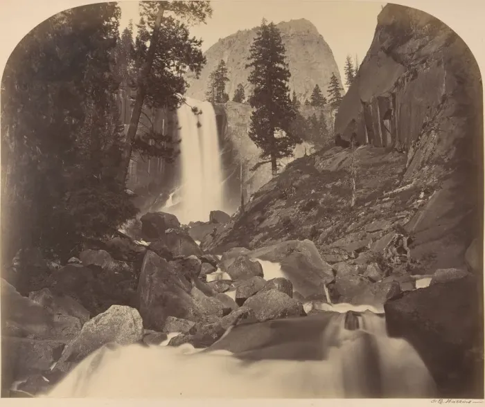 Framed Print : Mt. Broderick in Distant Centre, Piroyac, Falling Chrystals, Vernal Fall, 1861 Framed Print : Mt. Broderick in Distant Centre, Piroyac, Falling Chrystals, Vernal Fall, 1861