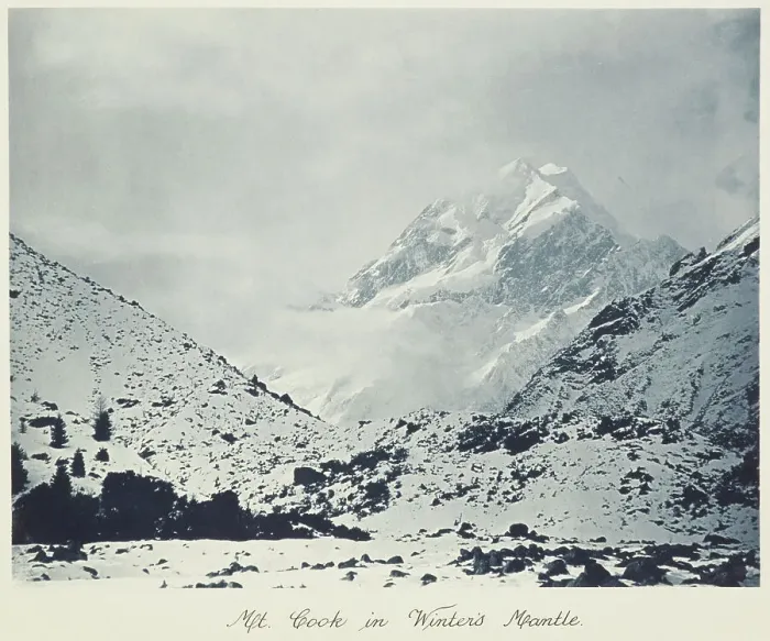Framed Print : Mt. Cook in winter's mantle. From the album: Record Pictures of New Zealand, 1920s. Creator: Harry Moult Framed Print : Mt. Cook in winter's mantle. From the album: Record Pictures of New Zealand, 1920s. Creator: Harry Moult