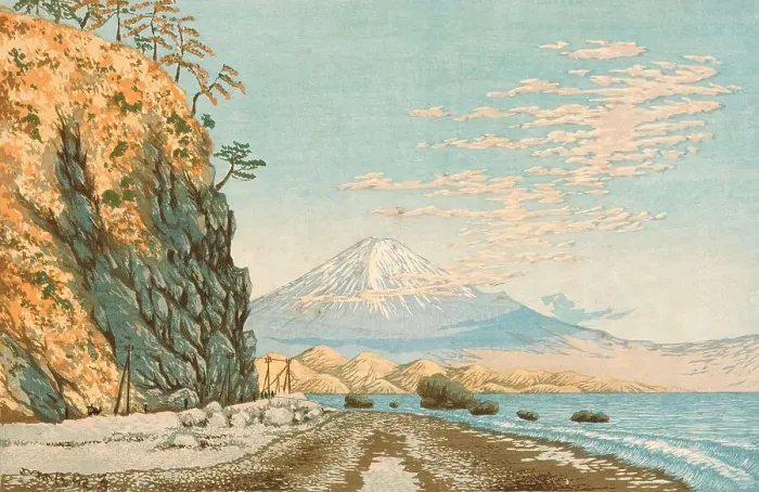 Framed Print : Mt. Fuji from Satta, Sketched at 9:00 a.m. in Mid-January, 1881, 1881. Creator: Kobayashi Kiyochika Framed Print : Mt. Fuji from Satta, Sketched at 9:00 a.m. in Mid-January, 1881, 1881. Creator: Kobayashi Kiyochika