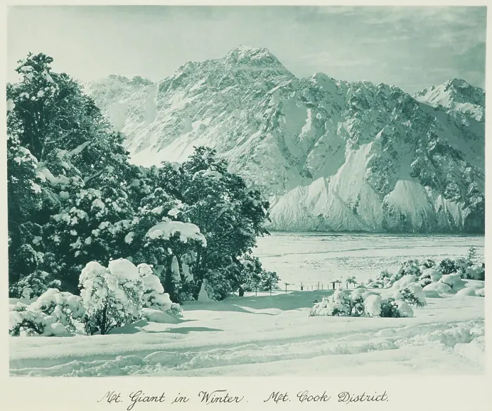 Framed Print : Mt Giant in winter, Mt Cook district. From the album: Record Pictures of New Zealand, 1920s. Creator: Harry Moult Framed Print : Mt Giant in winter, Mt Cook district. From the album: Record Pictures of New Zealand, 1920s. Creator: Harry Moult