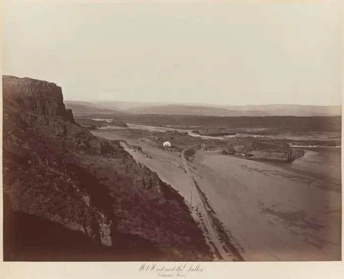 Framed Print : Mt. Hood and the Dalles, Columbia River, 1867. Creator: Carleton Emmons Watkins Framed Print : Mt. Hood and the Dalles, Columbia River, 1867. Creator: Carleton Emmons Watkins