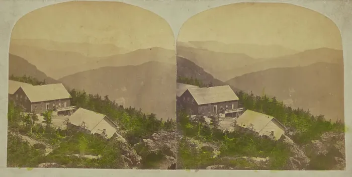 Framed Print : Mt. Mansfield. Summit House & Sterling Mts. about 1865. Creator: Guy B. Davis