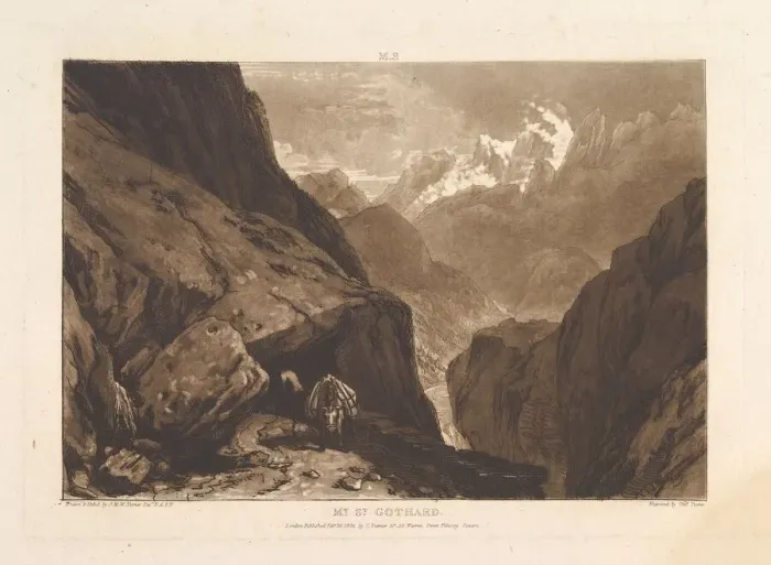 Framed Print : Mt. St. Gothard (Liber Studiorum, part II, plate 9), February 20, 1808 Framed Print : Mt. St. Gothard (Liber Studiorum, part II, plate 9), February 20, 1808