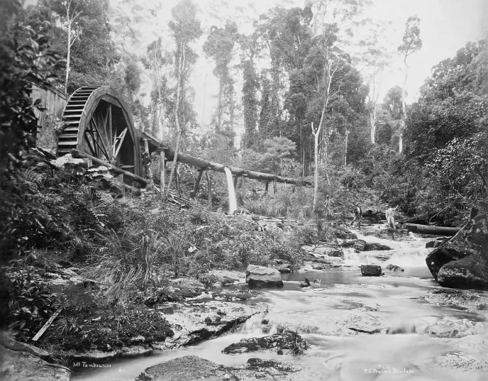 Framed Print : Mt Tamborine water wheel, Queensland, 1892. Creator: Poul C Poulsen Framed Print : Mt Tamborine water wheel, Queensland, 1892. Creator: Poul C Poulsen