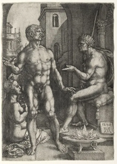 Framed Print : Mucius Saevola, 1530. Creator: Heinrich Aldegrever (German, 1502-1555 / 61) Framed Print : Mucius Saevola, 1530. Creator: Heinrich Aldegrever (German, 1502-1555 / 61)