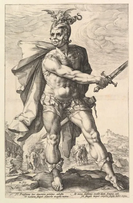 Framed Print : Mucius Scaevola, from the series The Roman Heroes, 1586. Creator: Hendrik Goltzius Framed Print : Mucius Scaevola, from the series The Roman Heroes, 1586. Creator: Hendrik Goltzius