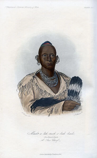 Muck-a-tah-mish-o-kah-kaik, The Black Hawk, A Sac Chief, 1848. Artist: Harris