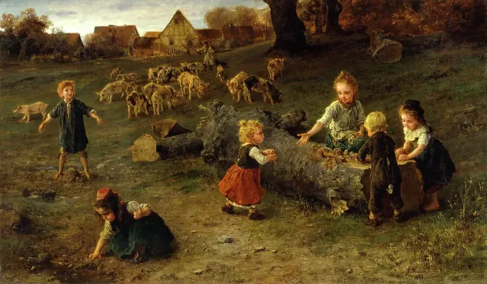 Framed Print : Mud Pies, 1873. Creator: Ludwig Knaus Framed Print : Mud Pies, 1873. Creator: Ludwig Knaus
