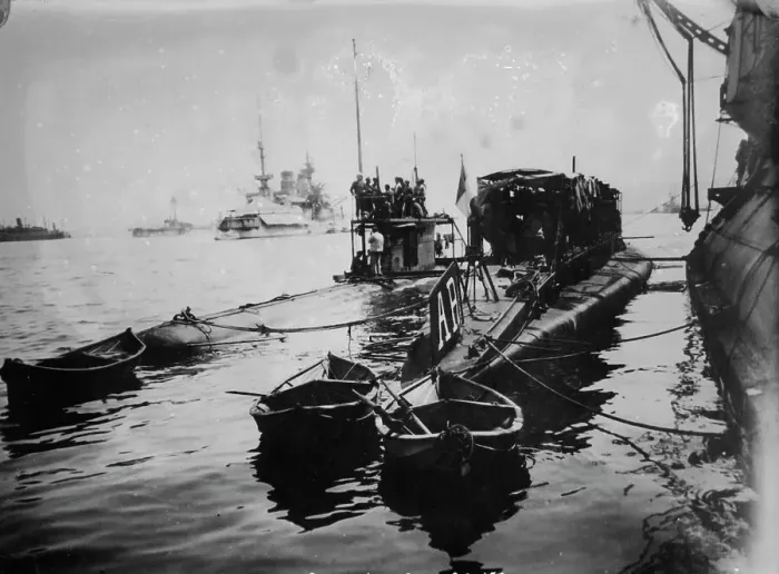 Framed Print : Mudros, Lemnos - Jaureguibery & French submarines, 1915 or 1916. Creator: Bain News Service Framed Print : Mudros, Lemnos - Jaureguibery & French submarines, 1915 or 1916. Creator: Bain News Service