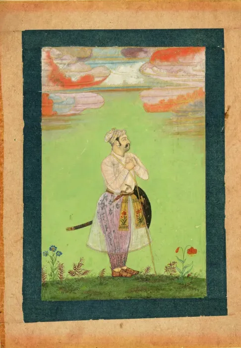 Framed Print : Mughal officer, c. 1650. Artist: Indian Art Framed Print : Mughal officer, c. 1650. Artist: Indian Art