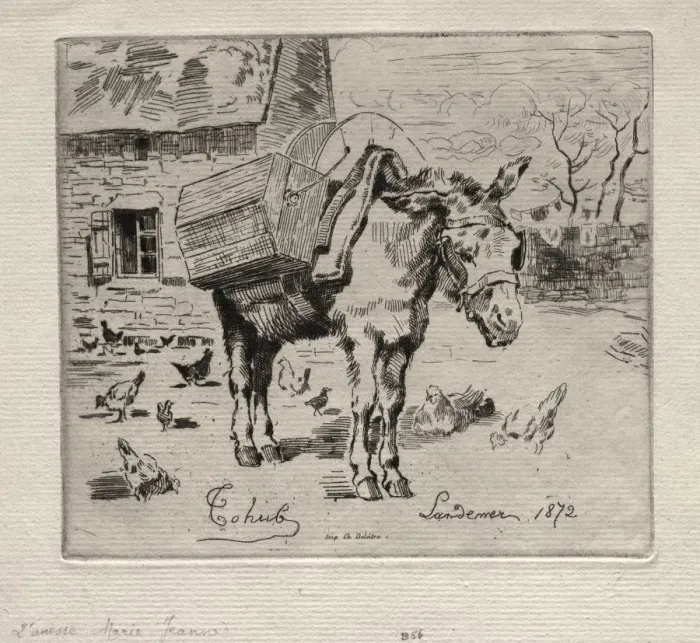 Framed Print : The Mule, Marie-Jeanne, 1872. Creator: Felix Hilaire Buhot (French, 1847-1898); Ch Framed Print : The Mule, Marie-Jeanne, 1872. Creator: Felix Hilaire Buhot (French, 1847-1898); Ch