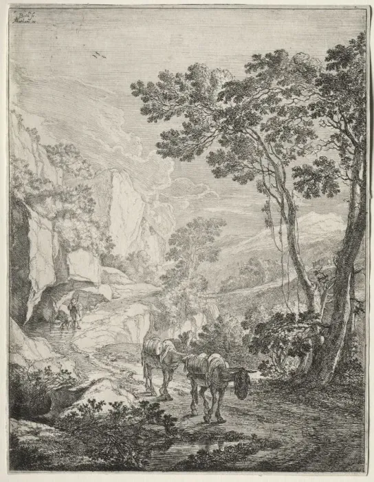 Framed Print : The Two Mules. Rocca Aquatico near Ancona. Creator: Jan Both (Dutch, c. 1618-1652); Matham Framed Print : The Two Mules. Rocca Aquatico near Ancona. Creator: Jan Both (Dutch, c. 1618-1652); Matham