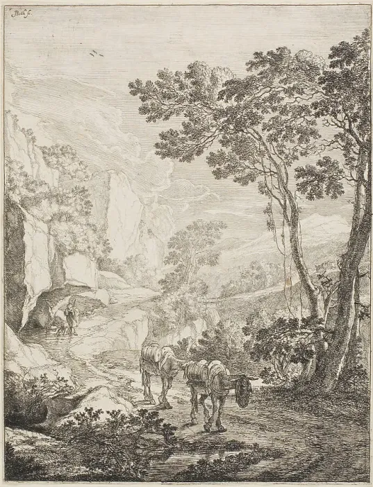 Framed Print : The Two Mules, from a set of four Italian Landscapes, 1645 / 50. Creator: Jan Dirksz Both Framed Print : The Two Mules, from a set of four Italian Landscapes, 1645 / 50. Creator: Jan Dirksz Both