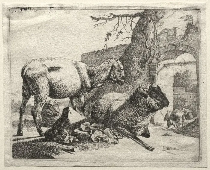 Framed Print : The Muleteer under the Gateway, 1665. Creator: Johann Heinrich Roos (German, 1631-1685) Framed Print : The Muleteer under the Gateway, 1665. Creator: Johann Heinrich Roos (German, 1631-1685)