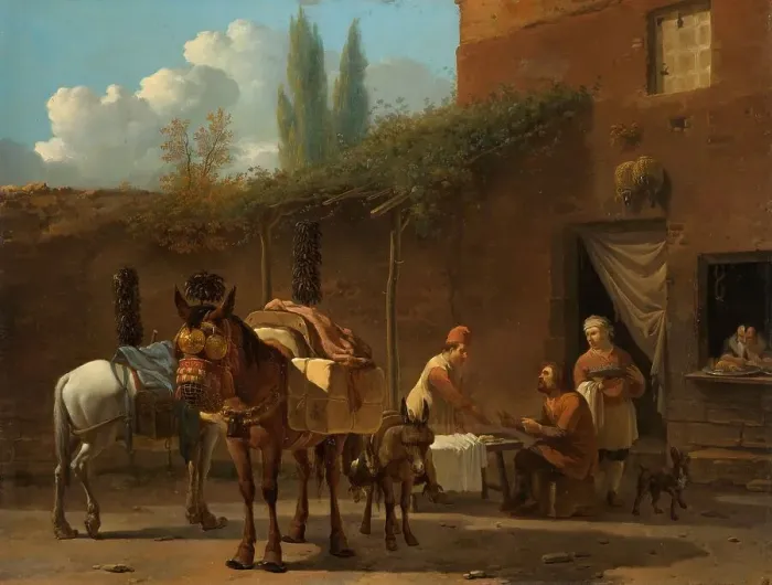 Framed Print : Muleteers at an Inn, c.1658-c.1660. Creator: Karel Du Jardin Framed Print : Muleteers at an Inn, c.1658-c.1660. Creator: Karel Du Jardin
