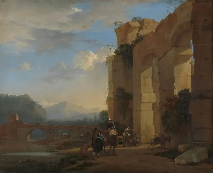 Framed Print : Muleteers beside an Italian Ruin, c.1650. Creator: Jan Asselijin Framed Print : Muleteers beside an Italian Ruin, c.1650. Creator: Jan Asselijin