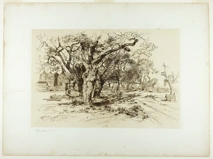Framed Print : Mulford's Orchard, Easthampton, 1883. Creator: Thomas Moran