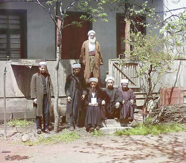 Mullahs in mosque, Aziziia [sic], Batum, between 1905 and 1915. Creator: Sergey Mikhaylovich Prokudin-Gorsky