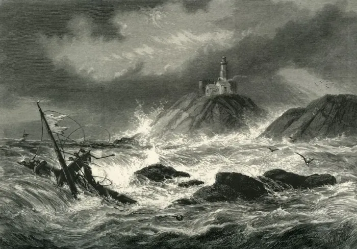 Framed Print : Mumbles Rocks and Lighthouse, near Swansea, c1870 Framed Print : Mumbles Rocks and Lighthouse, near Swansea, c1870