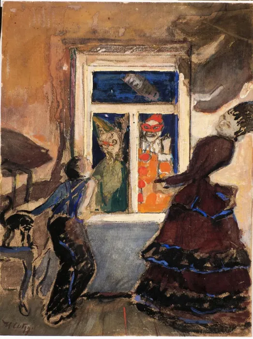 Framed Print : Mummers, 1908. Creator: Sapunov, Nikolai Nikolayevich (1880-1912) Framed Print : Mummers, 1908. Creator: Sapunov, Nikolai Nikolayevich (1880-1912)