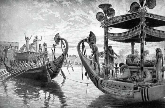 Framed Print : The mummy of Tutankhamun crossing the Nile for the last time, Egypt, 1325 BC (1933-1934) Framed Print : The mummy of Tutankhamun crossing the Nile for the last time, Egypt, 1325 BC (1933-1934)