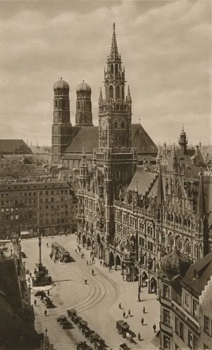 Framed Print : Munchen. Marienplatz - Town - Hall - Frauen Church, 1931. Artist: Kurt Hielscher Framed Print : Munchen. Marienplatz - Town - Hall - Frauen Church, 1931. Artist: Kurt Hielscher