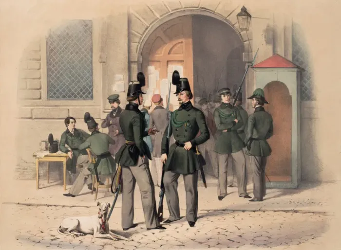 Framed Print : Münchner Volksbewaffnung. Studenten-Freikorps, 1848 Framed Print : Münchner Volksbewaffnung. Studenten-Freikorps, 1848