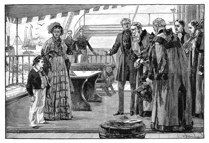 Framed Print : Municipal dignitaries introduced to the Prince of Wales, c1840s, (1900) Framed Print : Municipal dignitaries introduced to the Prince of Wales, c1840s, (1900)