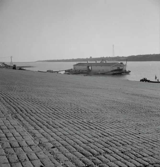 Framed Print : The municipal levee at Greenville, Mississippi, 1937. Creator: Dorothea Lange Framed Print : The municipal levee at Greenville, Mississippi, 1937. Creator: Dorothea Lange