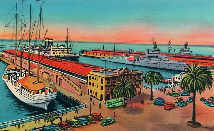 Framed Print : Municipal Piers. San Diego, California, c1941 Framed Print : Municipal Piers. San Diego, California, c1941