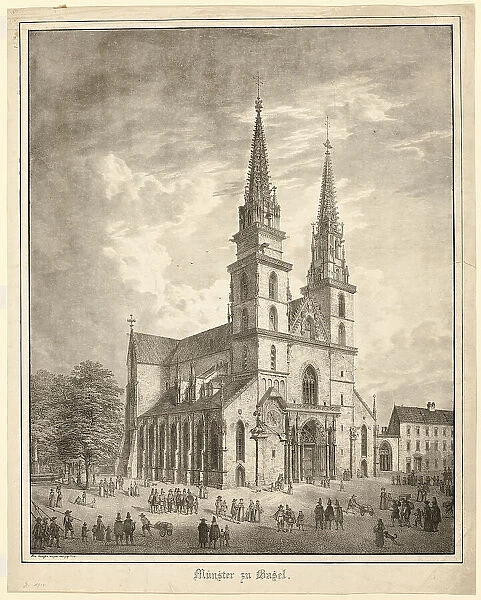 Münster zu Basel, 1823. Creator: Domenico Quaglio II